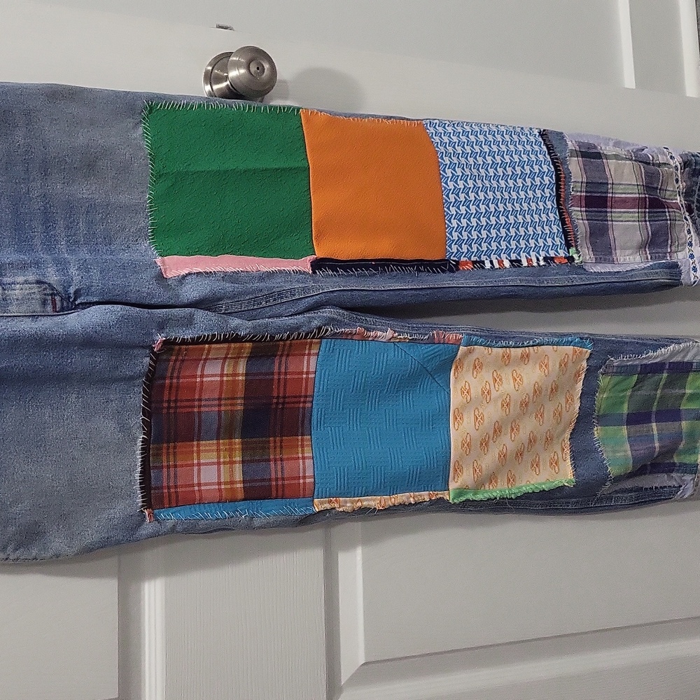 Upcycled,Patchwork Denim Overalls - image 4